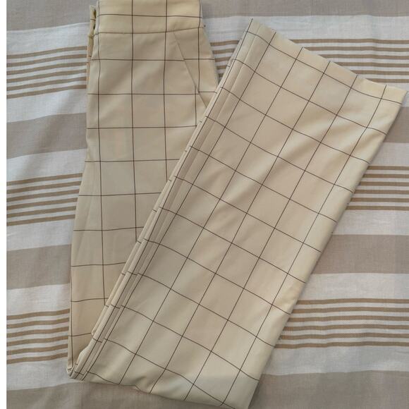 Veronica Beard Pants - Veronica Beard *NWT ($478) | Ecru & brown window pane Tonelli pants | size 00